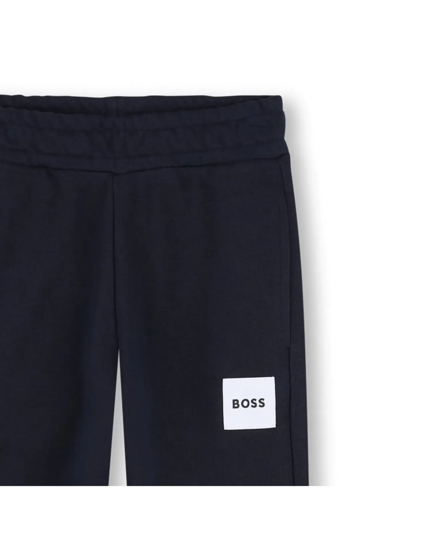 Спортивные брюки для мальчика из хлопка однотонные BOSS Kidswear, темно-синий — фото 2