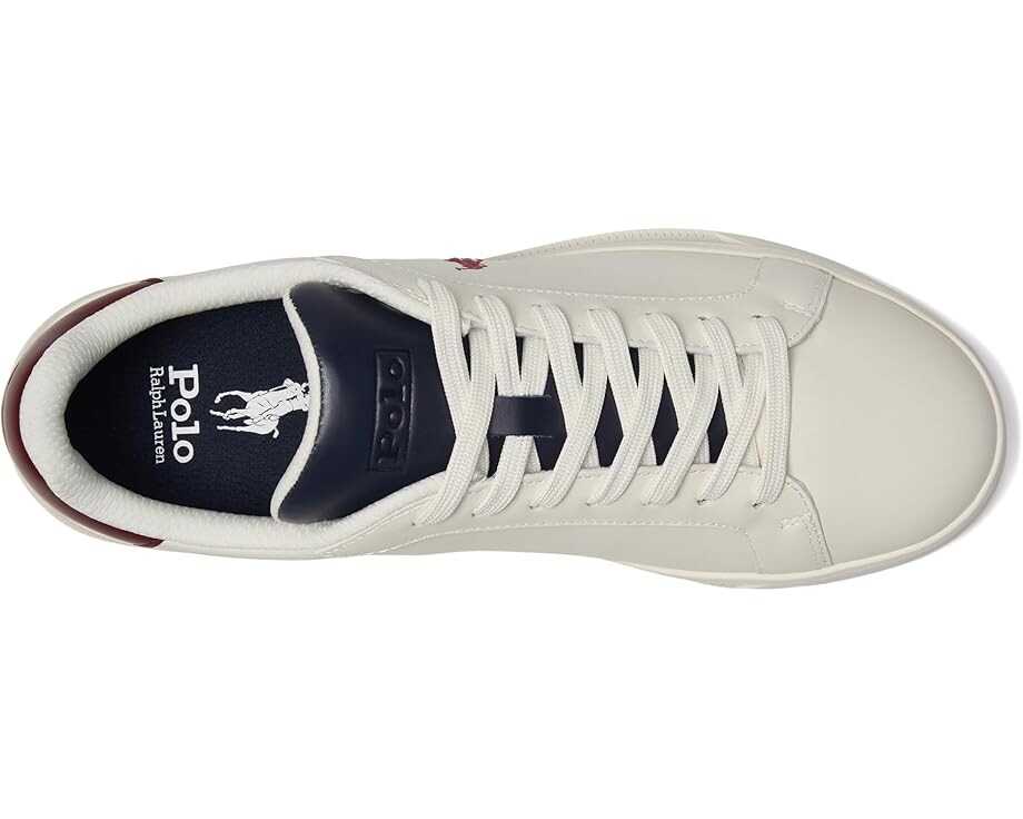 Кроссовки Polo Ralph Lauren Heritage Court II Leather Sneakers, цвет White/Navy/Wine — фото 2