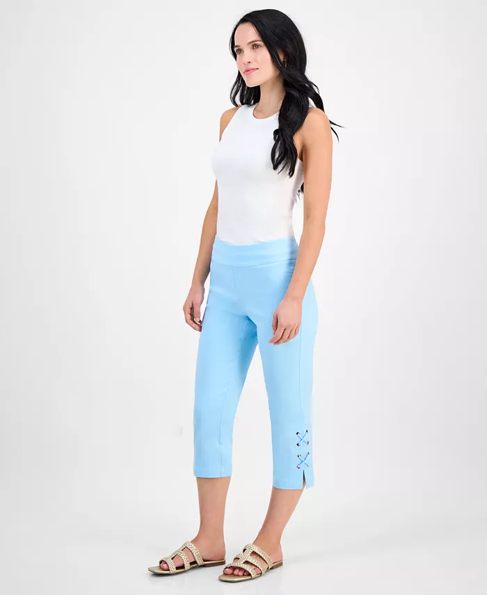 

Укороченные брюки-капри с боковой шнуровкой Petite JM Collection, синий