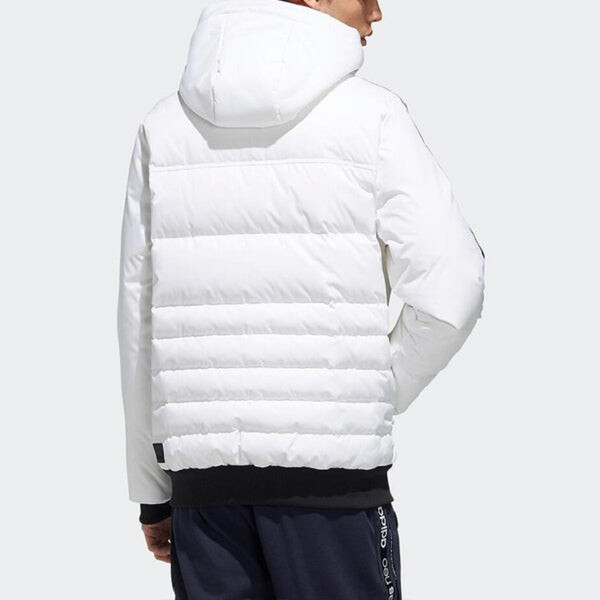 Пуховик adidas neo M Sprt Dwn Puff Casual Sports hooded down Jacket White, белый — фото 4