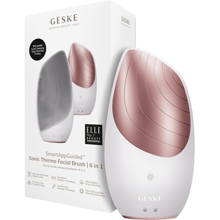 

GESKE SmartAppGuided Sonic Thermo Щетка для лица 6 в 1 Щетка для очищения кожи с функцией нагрева Массажер для лица Электрическая щетка для лица Устройство для очищения лица