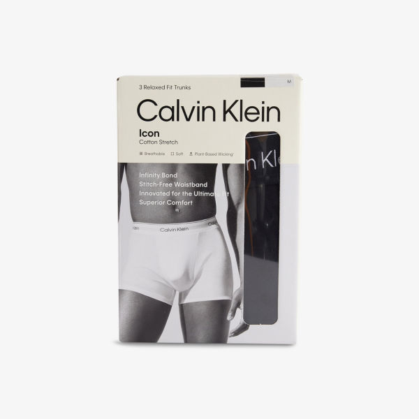 

Трусы хлопковые эластичные с логотипом Icon, 3 шт Calvin Klein, черный