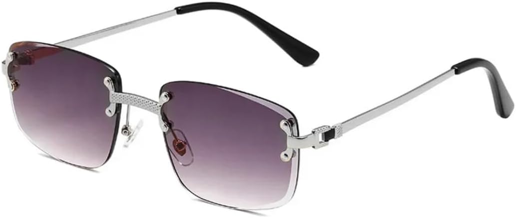 

Солнцезащитные очки с защитой UV400 | Без оправы, без заклепок, в стиле панк, с разноцветными линзами | Для женщин и мужчин, для занятий спортом на открытом воздухе и вождения DSVIGF, Silver Gray