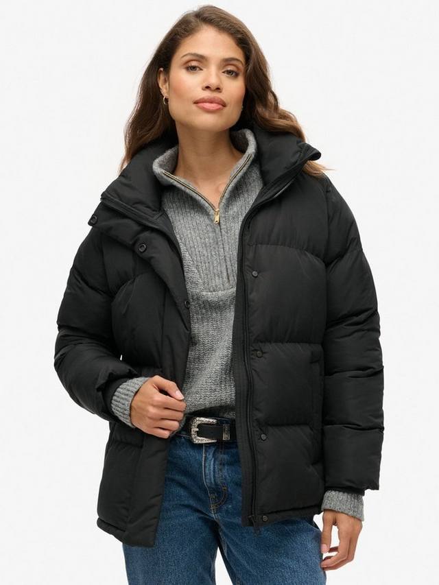 

Пуховик средней длины Superdry, черный