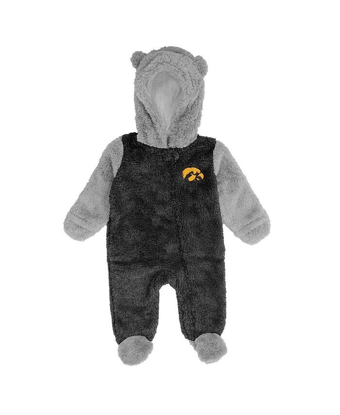 

Пижама для новорожденных Iowa Hawkeyes Game Nap Teddy флисовая с молнией во всю длину Outerstuff, черный/серый