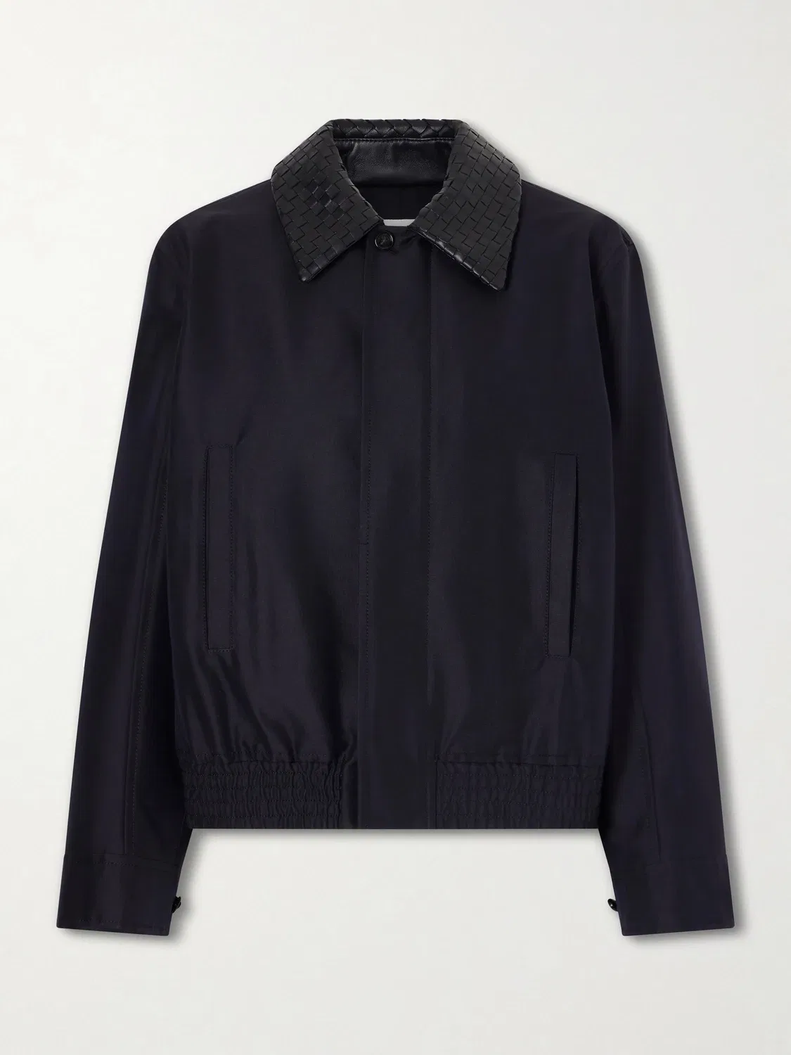 Куртка из канваса с отделкой из кожи Intrecciato BOTTEGA VENETA, черный
