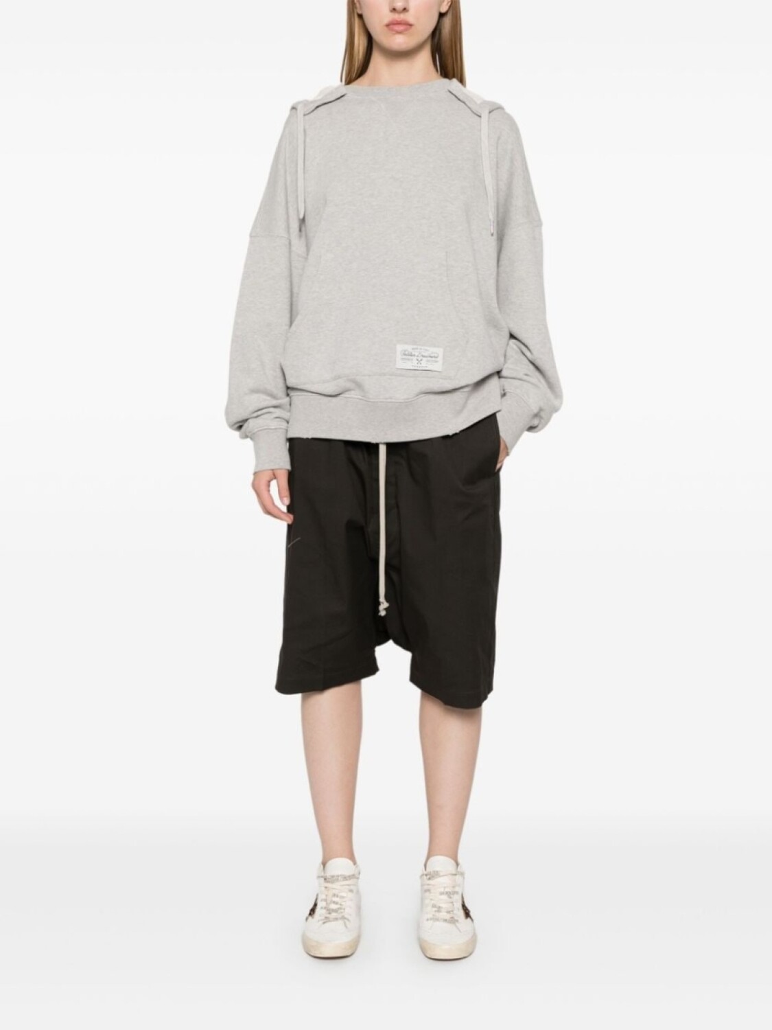 Golden Goose толстовка с капюшоном из набивного хлопка, серый — фото 2
