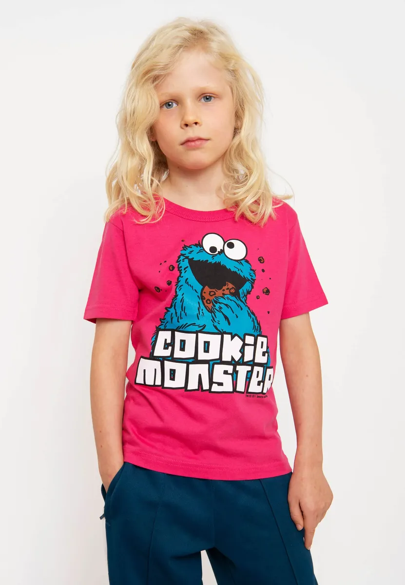 

Logoshirt Футболка "Улица Сезам - Cookie Monster" с классным принтом спереди, розовый