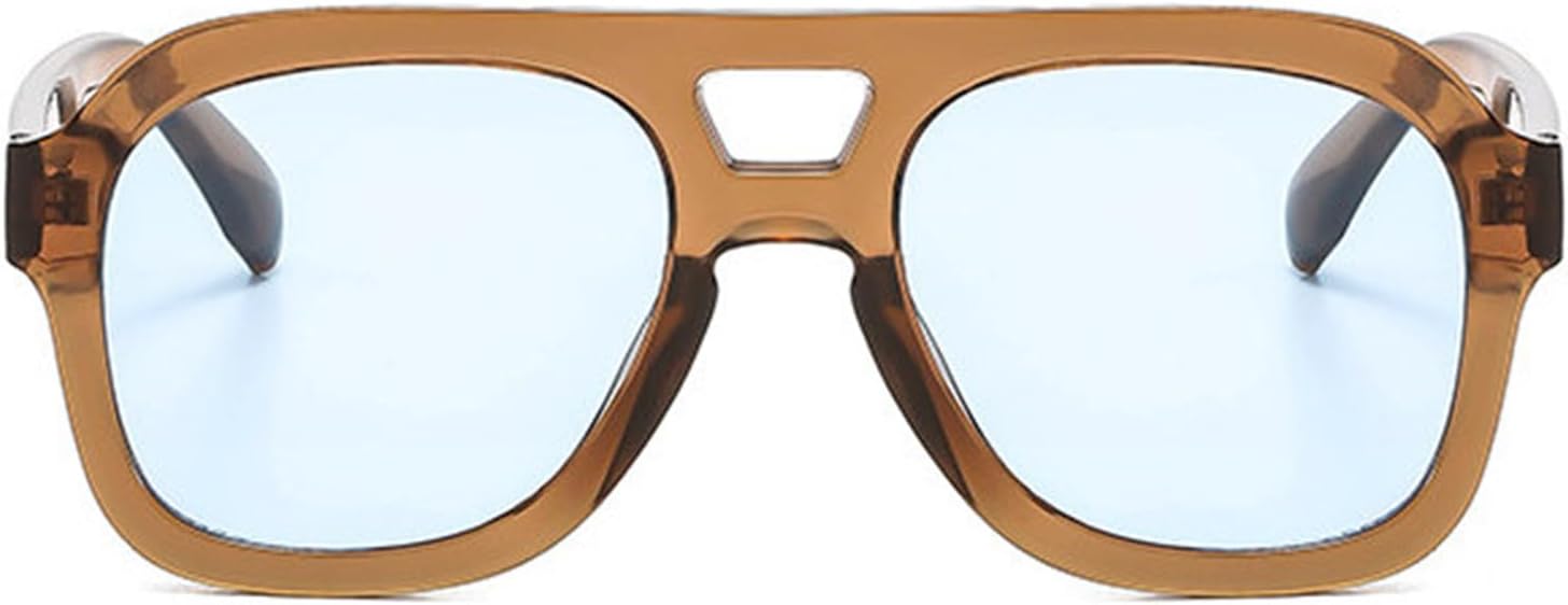 

Солнцезащитные очки Helena Retro Square для женщин, модные градиентные очки с защитой от УФ-излучения UV400 для мужчин, панк-очки синего цвета с двойным лучом, очки-пилот, C7