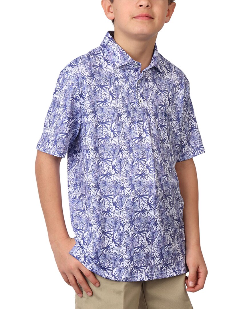 

Футболка-поло Tailorbyrd с трафаретным рисунком листьев, синий