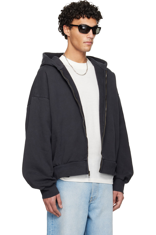 Fear Of God Essentials Черная классическая толстовка на молнии с вышивкой на тему праздников — фото 2