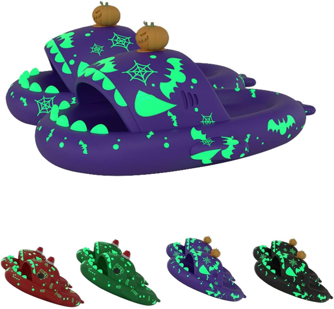 

Рождественские шлепанцы с акулой, светящиеся в темноте жуткие шлепанцы с акулой для мужчин и женщин, уютные тапочки Санта-акулы Cloud Shark Generic