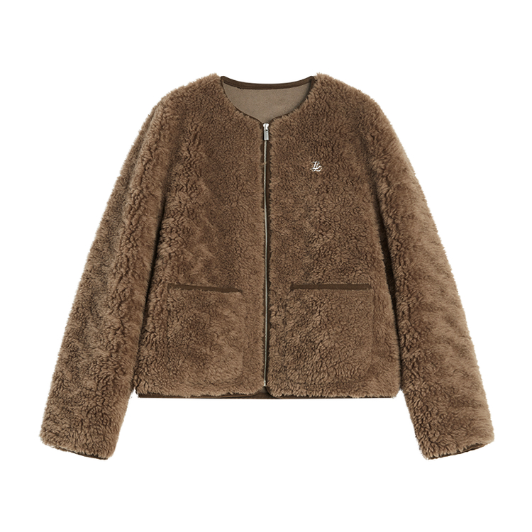 

ELLE Вельветовая куртка женская coffee без воротника утепленная