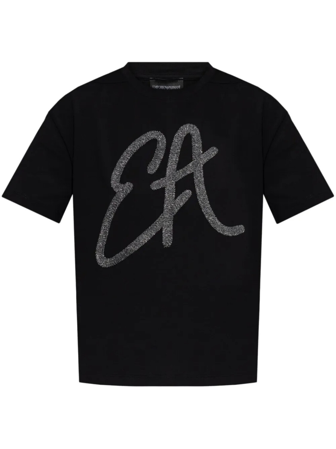 

Футболка из хлопка с аппликацией логотипа Emporio Armani, черный