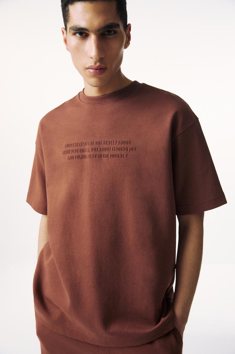 

Толстовка с коротким рукавом Pull And Bear, коричневый