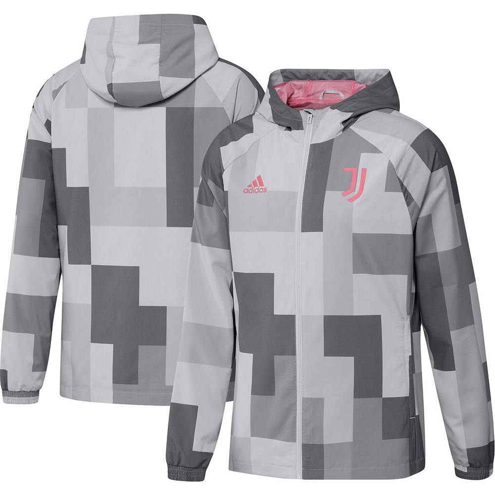 

Мужская серая ветровка adidas Juventus с рисунком реглан и молнией во всю длину Adidas, цвет Juv Grey