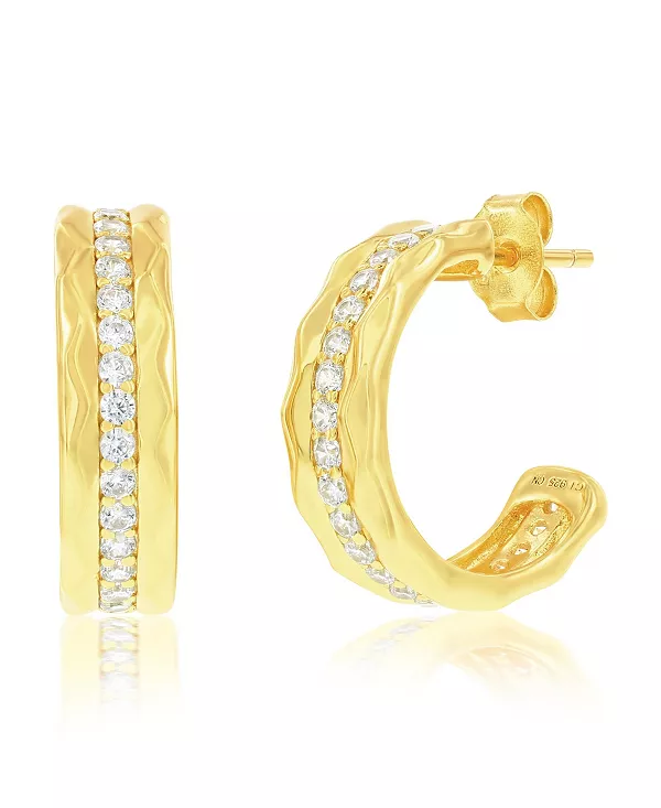 

Серьги-Полукольца из стерлингового серебра с фианитами Simona, gold