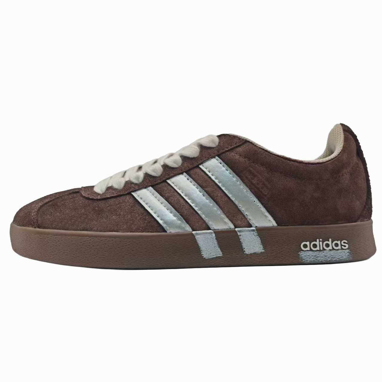 

Adidas Neo VL Court 2.0 Coffee Silver Suede Shadow Balance Slip Resistant Low top Skateboard Shoes Unisex Coffee