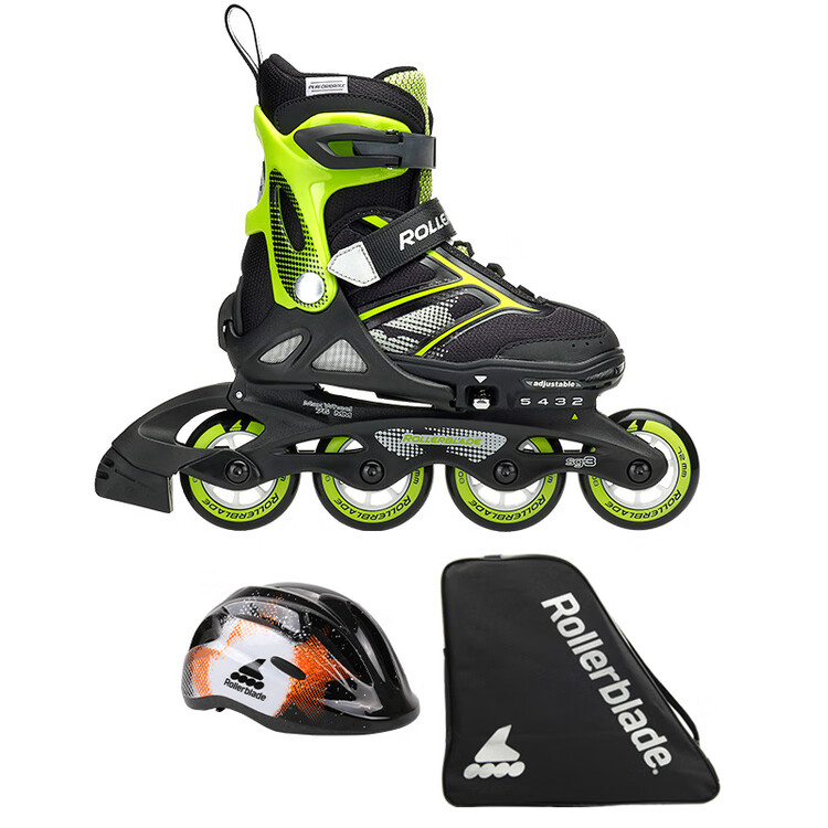 

RollerBlade Детские роликовые коньки для начинающих, зеленые и черные, Premium Set A, размер S (28-32 см)