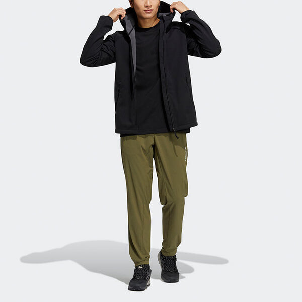 Куртка adidas Softshell Jkt Outdoor Sports Solid Color Logo Fleece Lined Hooded Jacket Black, мультиколор — фото 2
