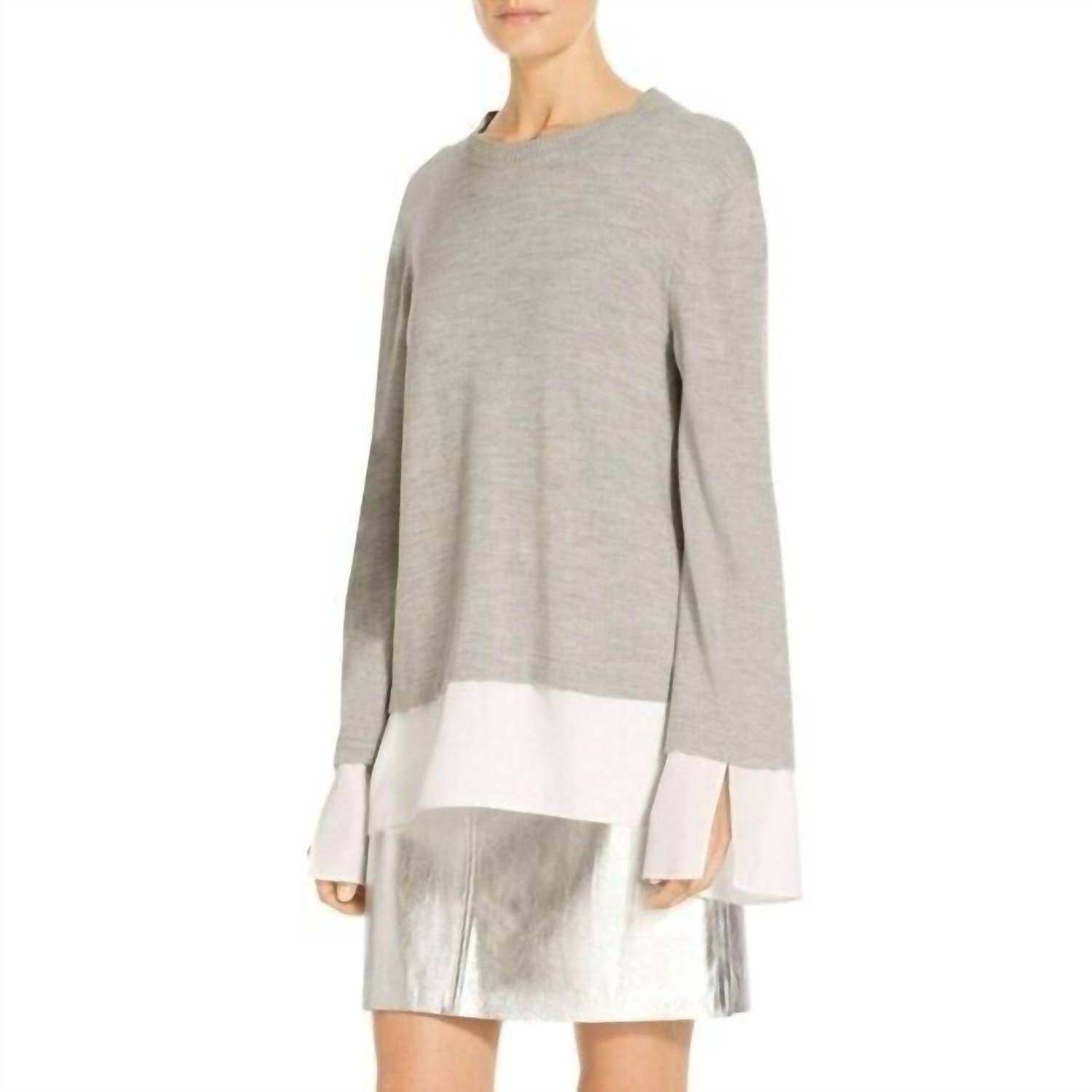 

Шерстяной шелковый пуловер с контрастной завязкой на спине серого цвета St. John