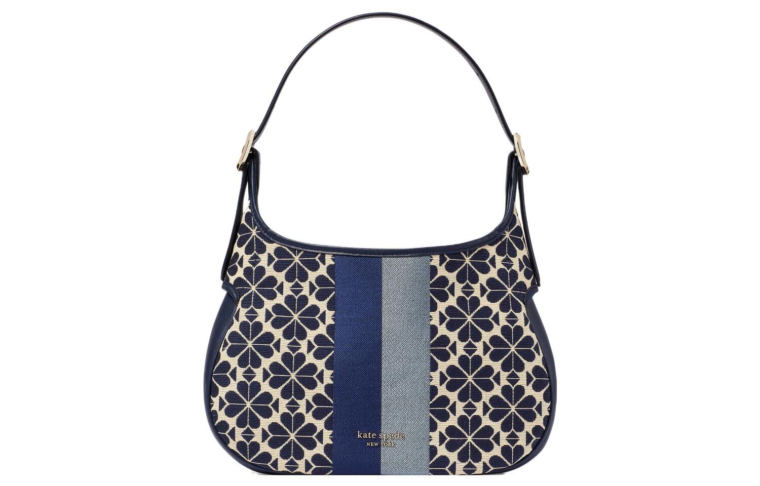 

Kate Spade Цветочный жаккардовый женский клатч из коровьей кожи синий и черный