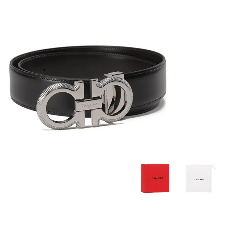 

Мужской ремень из коровьей кожи, ширина 3,5 см Ferragamo, черный hickory nut