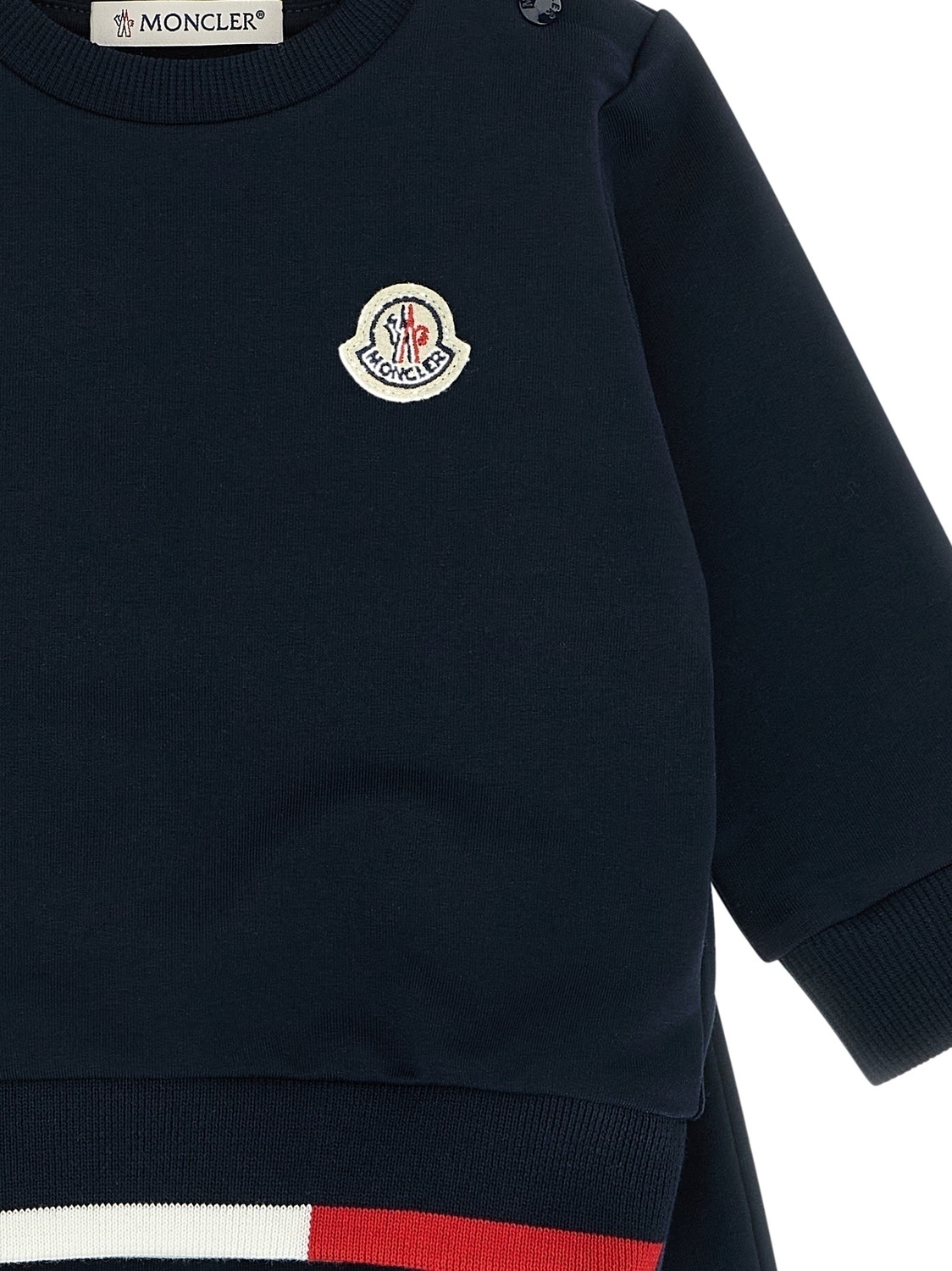 Свитшот с триколорной отделкой по низу + джоггеры Moncler Enfant, синий — фото 4