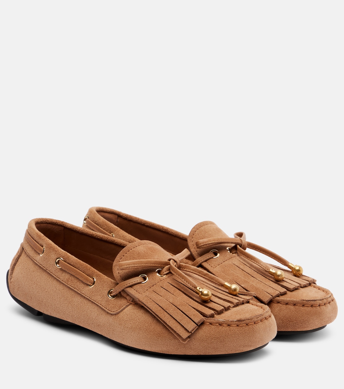 Манон F лодочки из бахромчатой замши Jimmy Choo, Toffee/Gol