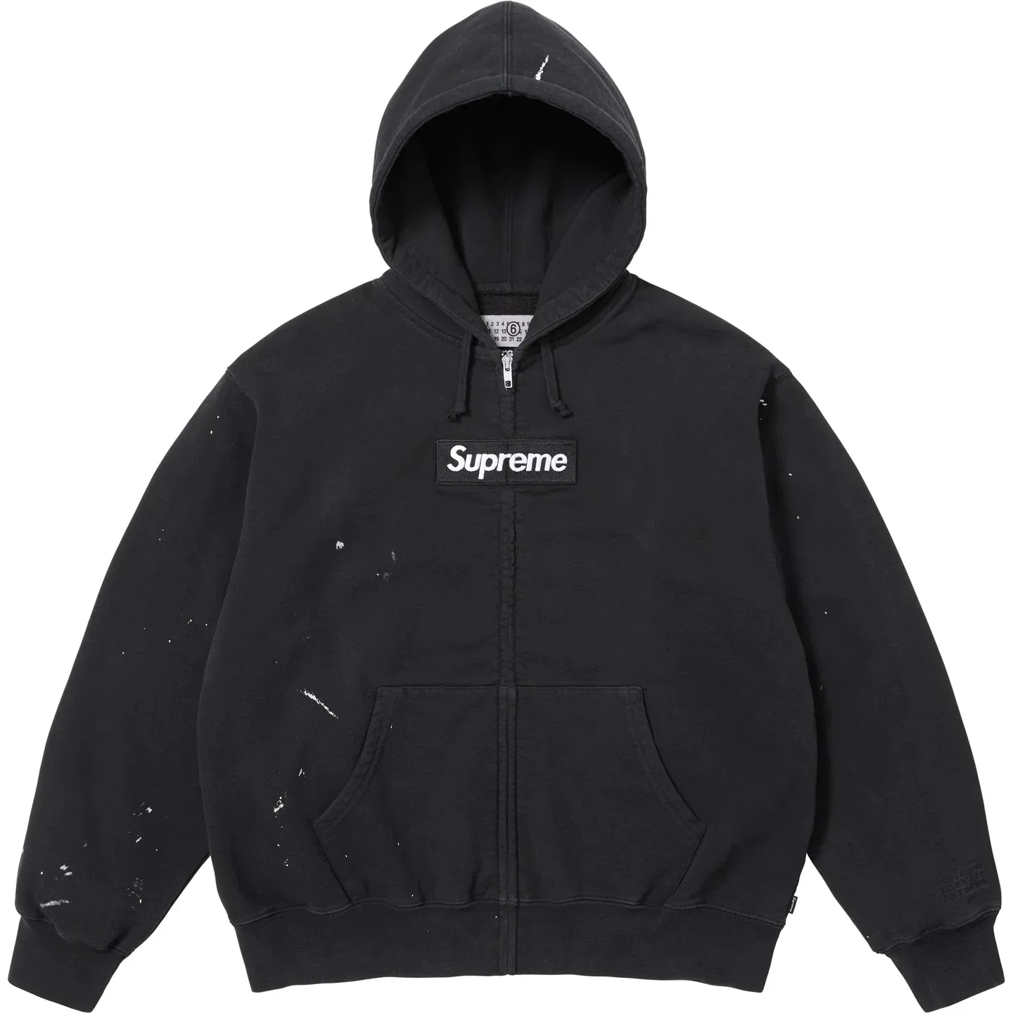 Толстовка с капюшоном на молнии x MM6 Maison Margiela SS26 WEEK4 Box Logo, унисекс Supreme, Black