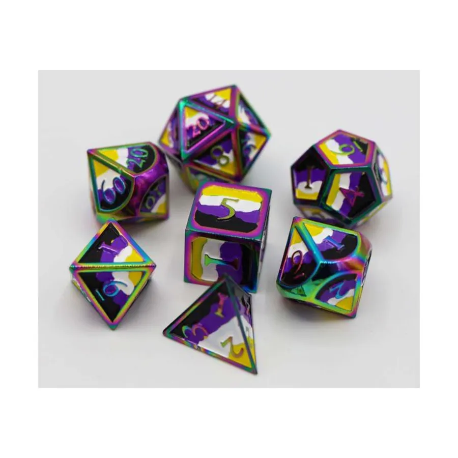 

Металлический поли-набор — небинарная гордость (7), Dice Sets - Pride Dice