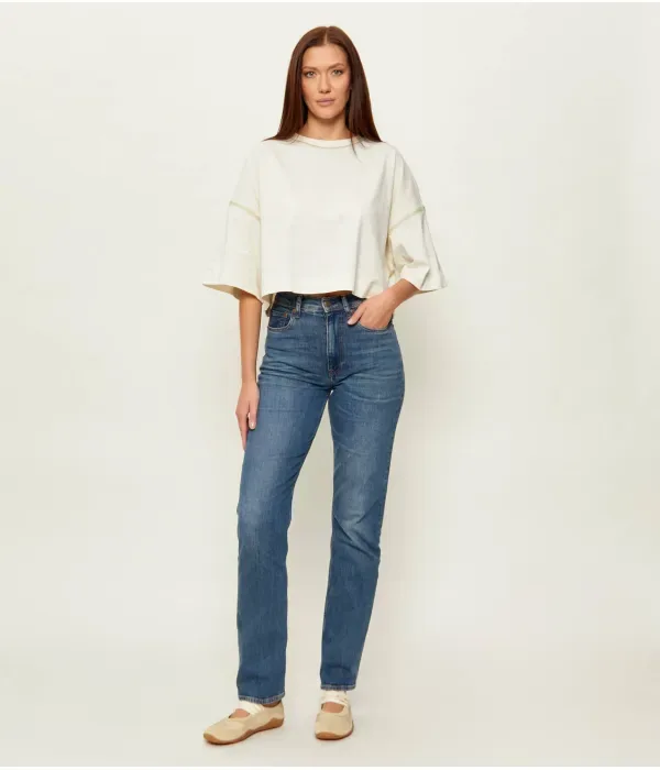 Футболка C_Вязание крючком cropped fit Boss Orange, экрю — фото 2