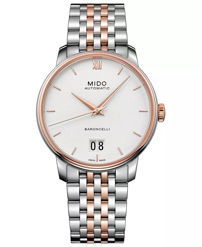 

Мужские швейцарские автоматические часы Baroncelli III с двухцветным браслетом из нержавеющей стали, 40 мм Mido