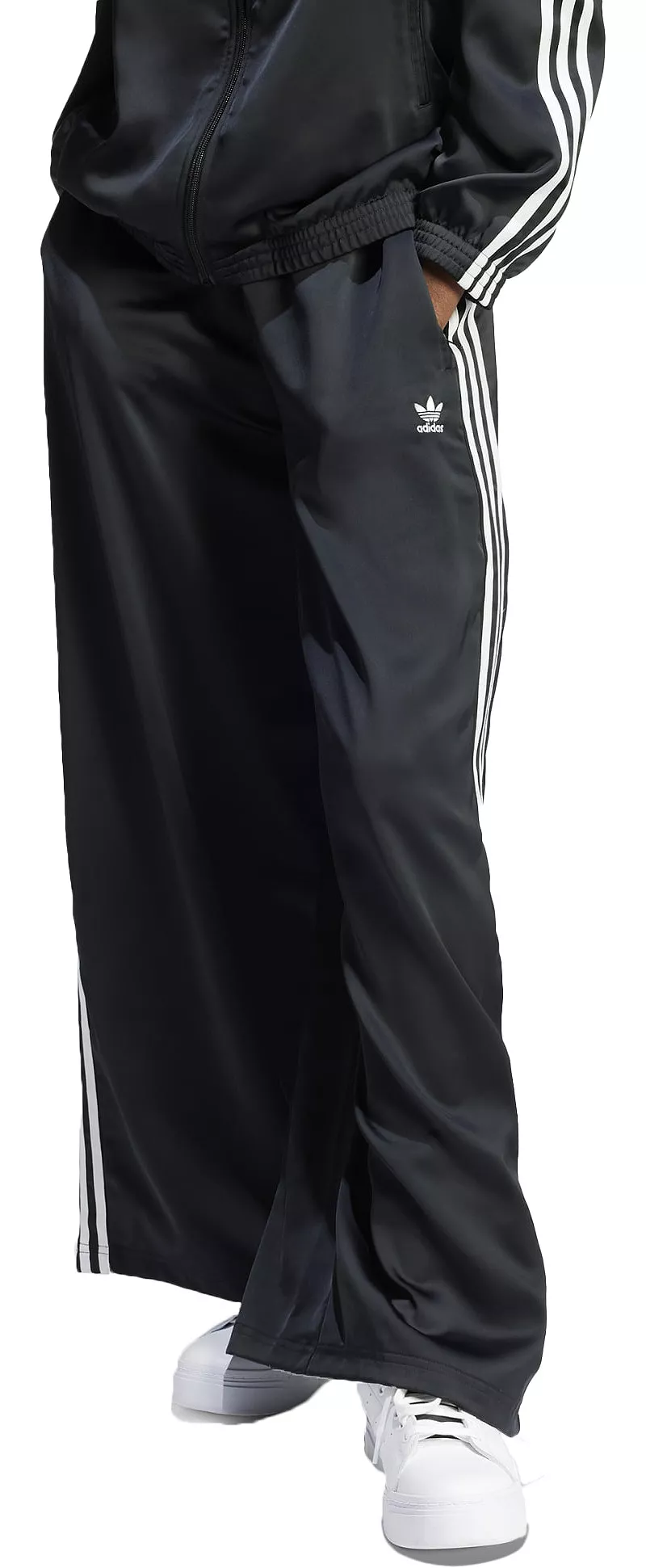 

Женские атласные широкие спортивные брюки Adidas Originals Adicolor, черный