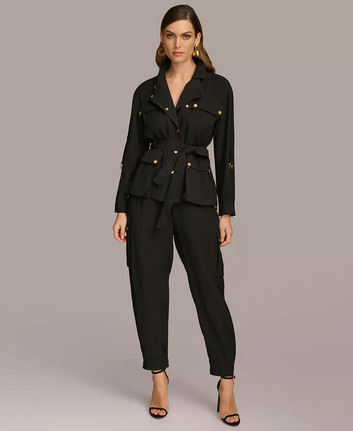 

Женская куртка с поясом и карманами Donna Karan New York, черный
