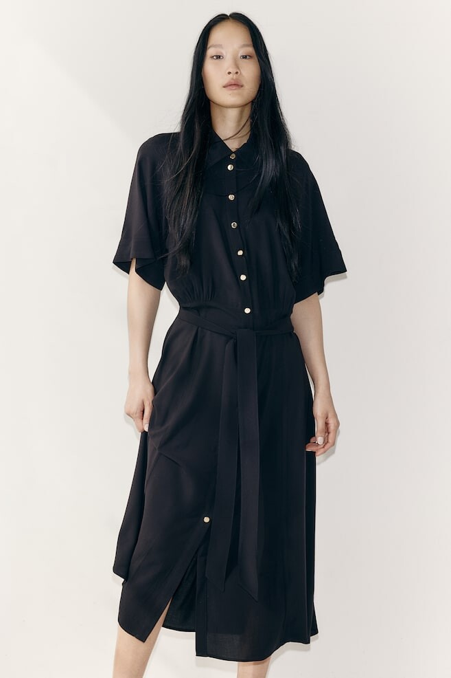 

Платье блузка с поясом H&M, черный