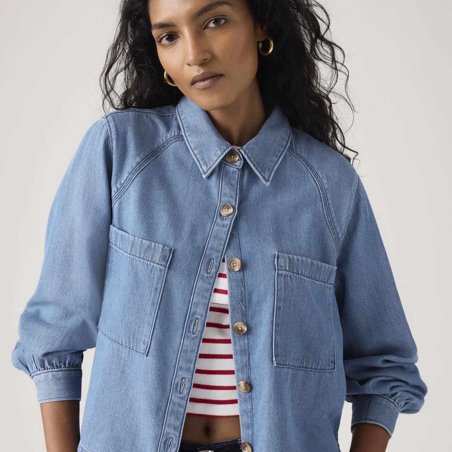 Миниатюрная рубашка с длинными рукавами в стиле милитари Levi's, Dark Wash — фото 2