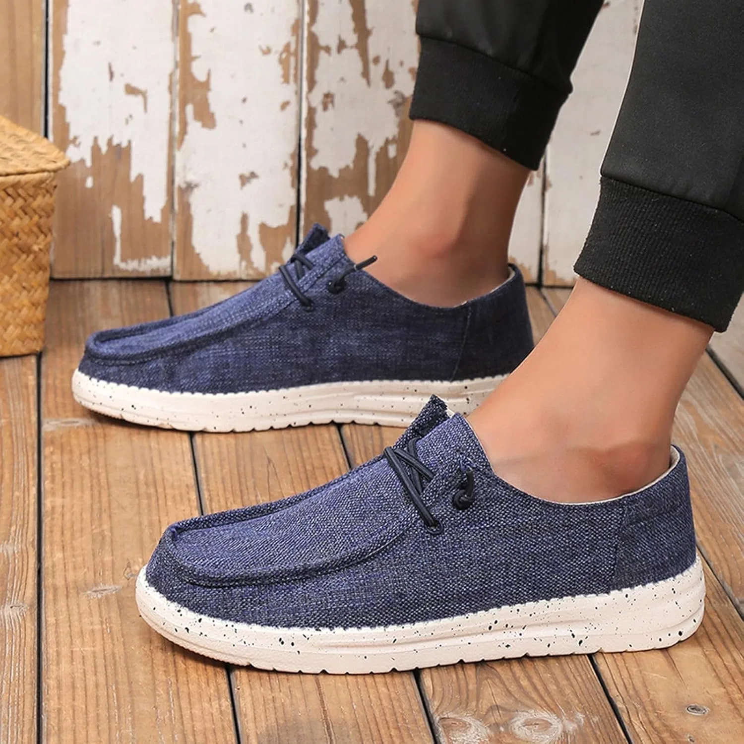 Мокасины мужские, повседневные, Canvas Deck Shoes, синие WCXTY — фото 4