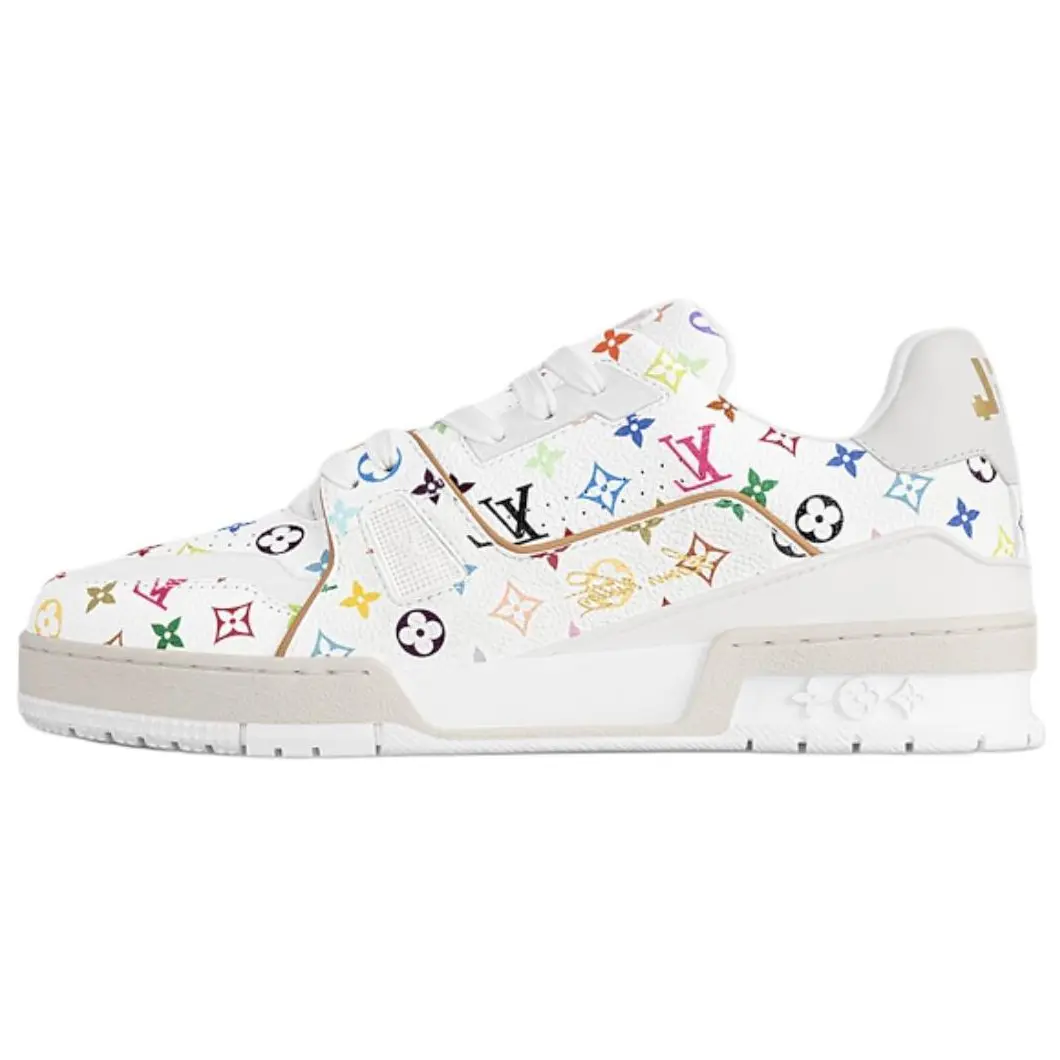 LOUIS VUITTON Кроссовки для скейтбординга Takashi Murakami x Trainer Low-Top, женские, белые