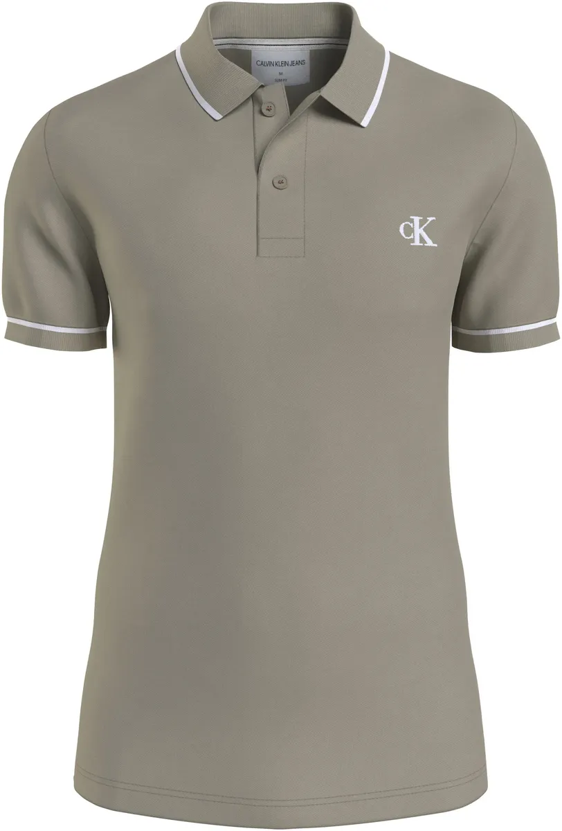 

Рубашка-поло Calvin Klein Jeans "TIPPING SLIM POLO", с логотипом бренда, цвет Plaza Taupe