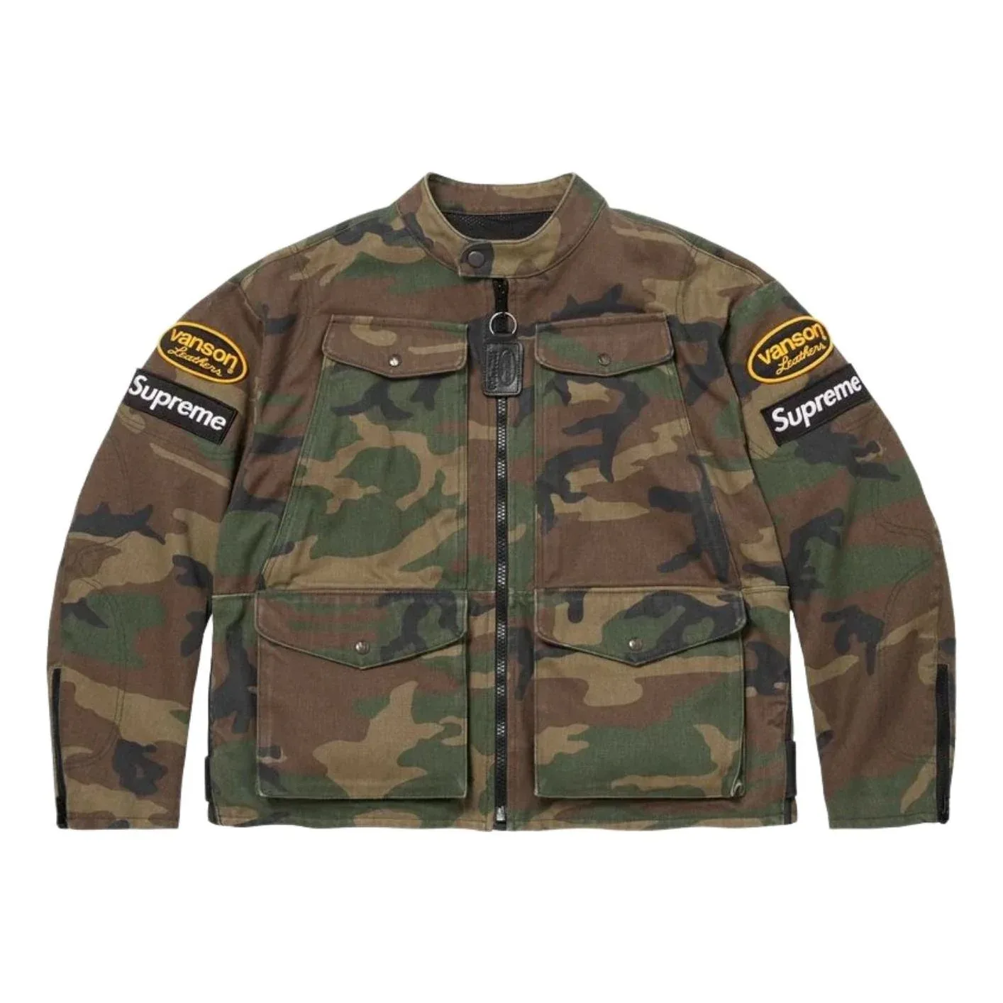 Куртка Supreme x Vanson SS26 из кожи Cordura, расцветка 'Woodland Camo', зеленый