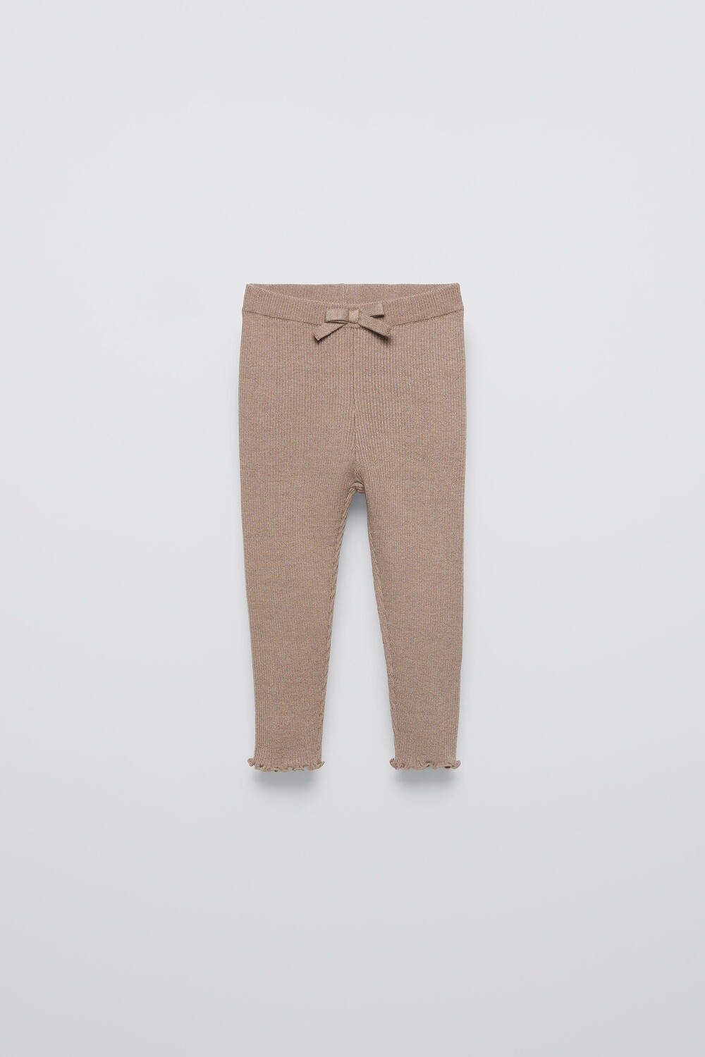 

Вязаные леггинсы с бантиком ZARA, кэмел