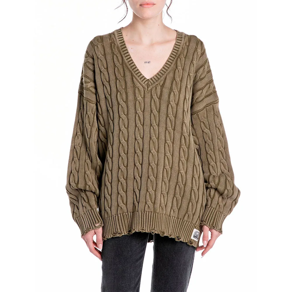 

Свитер Replay DK3853.000.G21280Q v neck, зеленый
