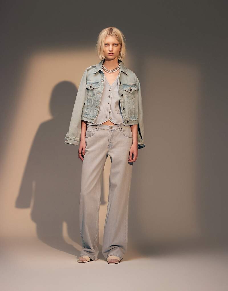 

Topshop - Ember - Широкие джинсы ледяного синего цвета с низкой посадкой
