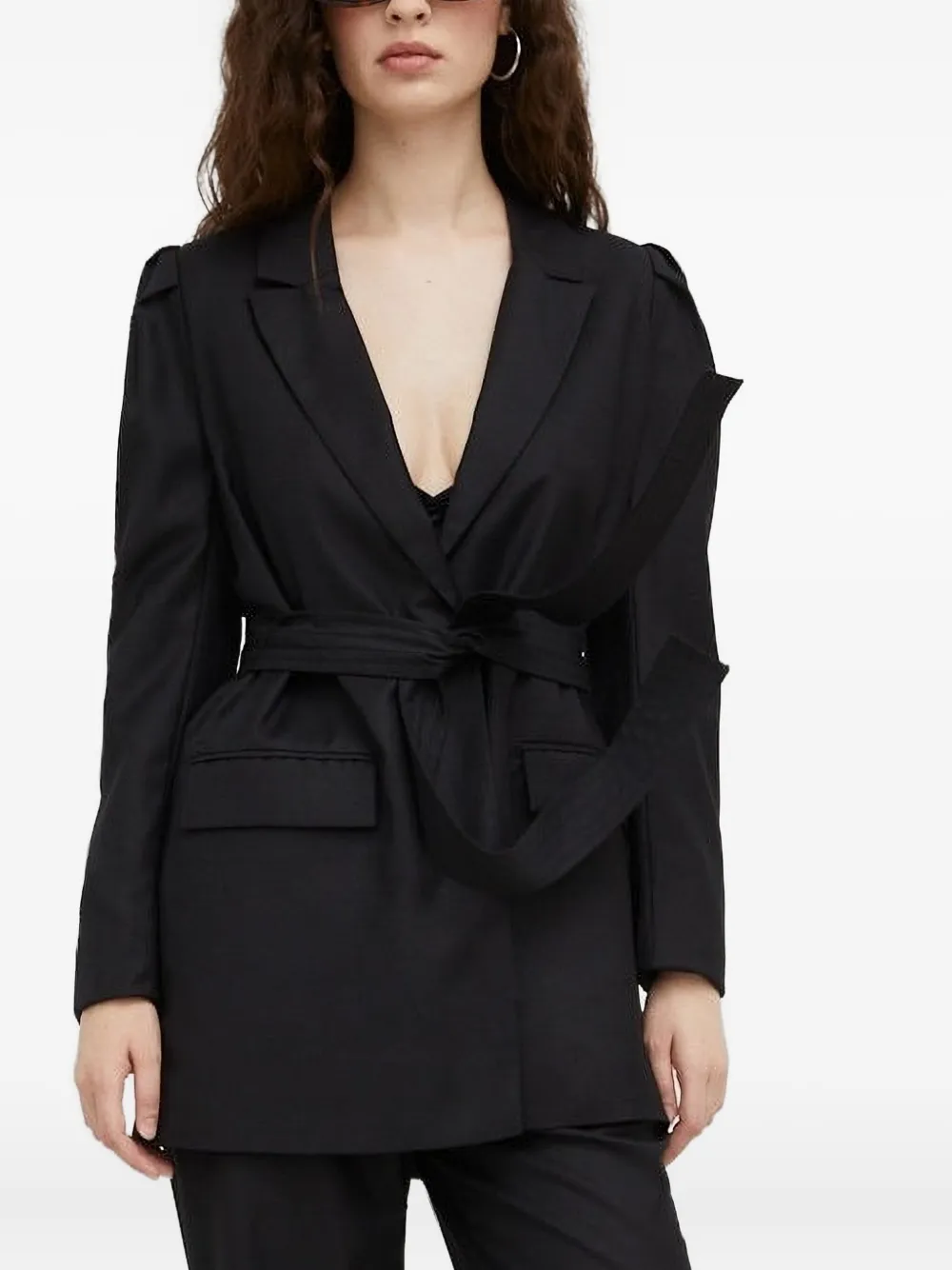 

Однобортный блейзер с поясом Bruuns Bazaar, черный