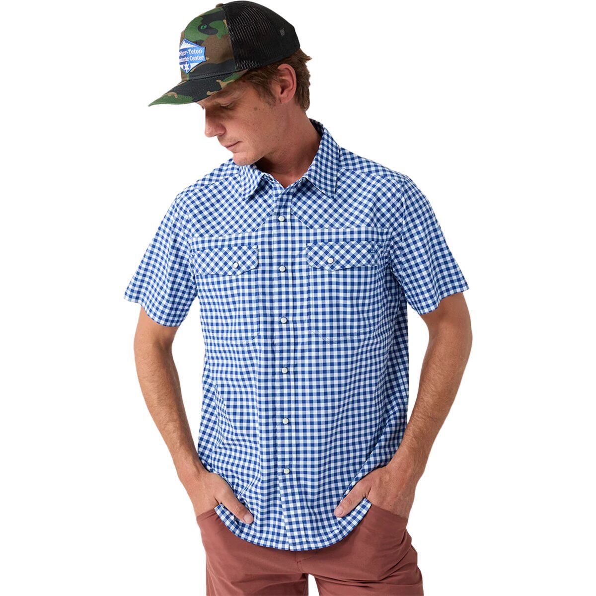 

Эдди рубашка с коротким рукавом Stio, цвет cobalt night gingham