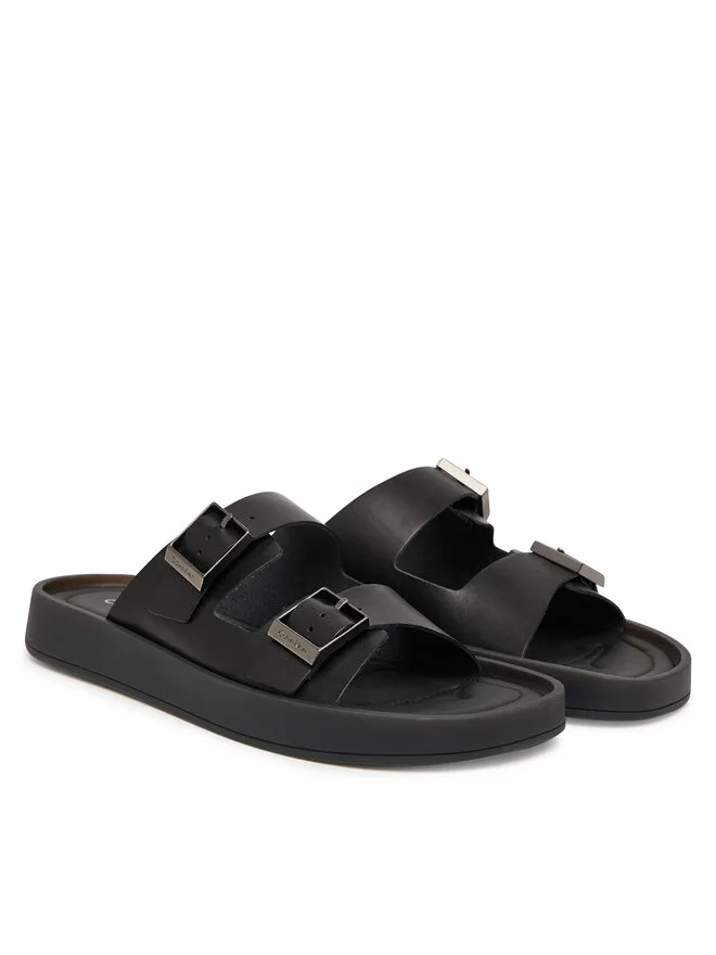 Calvin Klein Мюли Ergon Double Bar Sandal Lth HM0HM02097 черные — фото 2