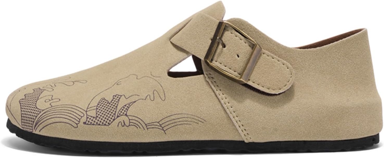 

Мужские повседневные кроссовки с художественным принтом Aokisx, декорированные пряжкой лоферы - Подходят для прогулок по городу, отдыха и ежедневных поездок, хаки