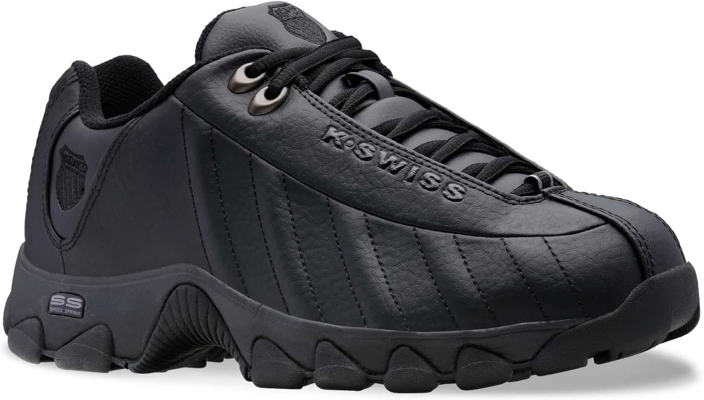 Мужские кроссовки K-Swiss ST329 CMF, широкие теннисные кроссовки для мужчин, прогулочная обувь с кожаным верхом, черный — фото 2