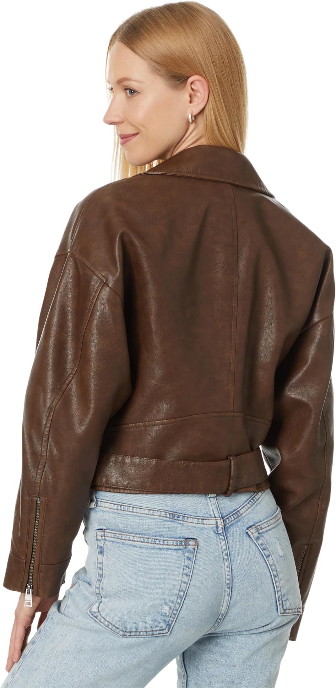 Куртка Levi's Relaxed Crop Faux Leather Moto Jacket, цвет Saddle — фото 2
